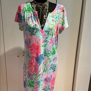 Lilly Pulitzer Pink and Blue V-Neck Swim Coverup